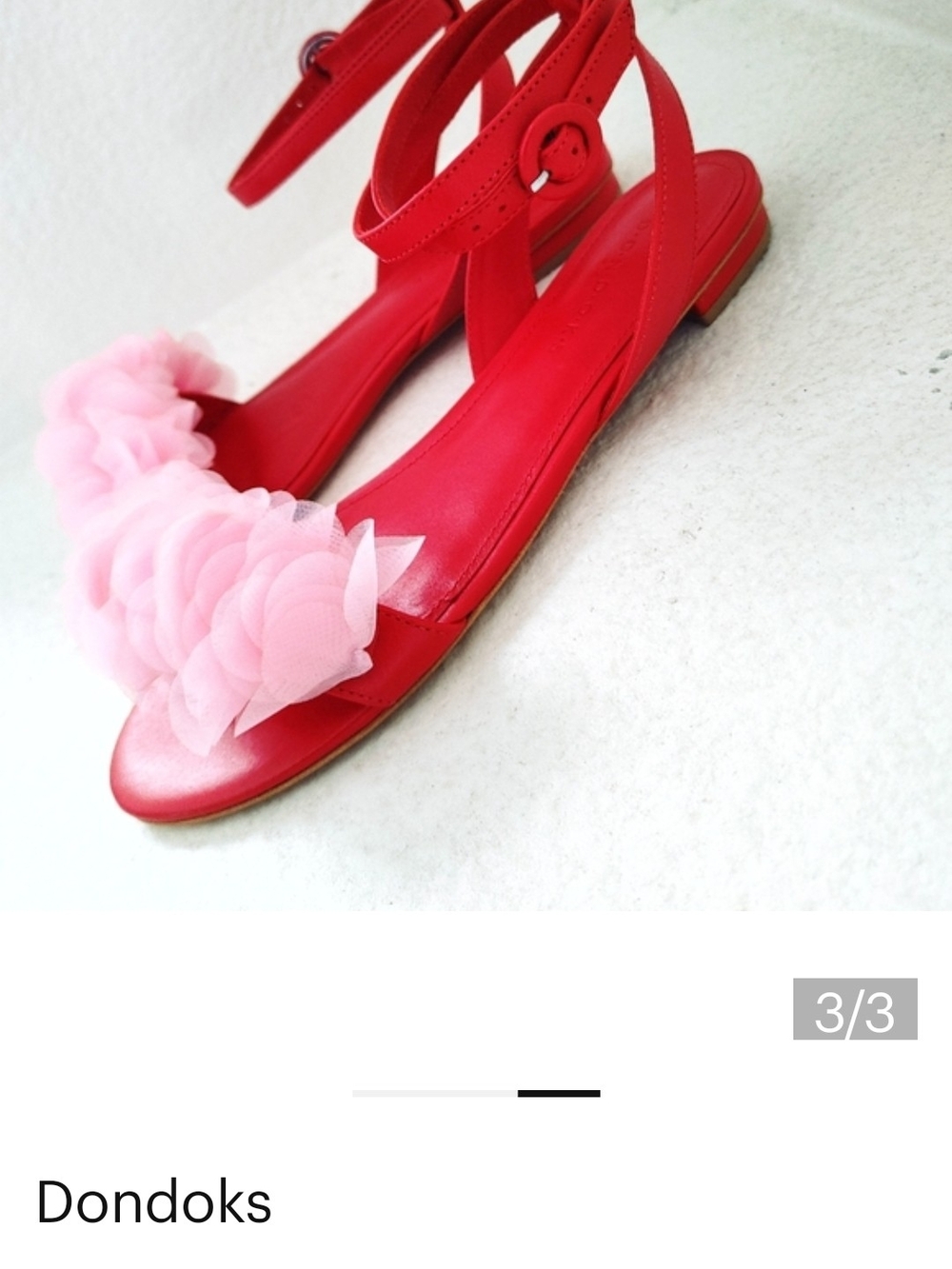 Red Sandal With Pink Floral Accent Women’s Sandals